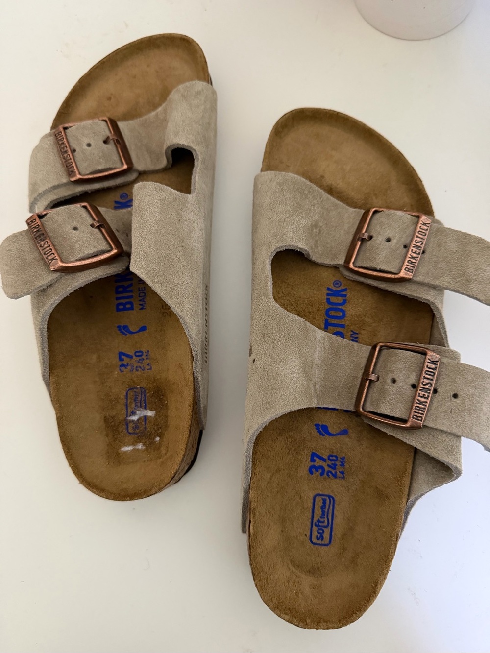 Birkenstock Arizona Suede Sandals in Taupe